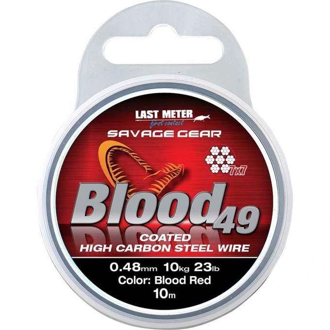 Поводковый материал SAVAGE GEAR Blood49 0.60mm 16kg 35lb Coated Red 10m 54899 Поводковый материал SAVAGE GEAR Blood49 0.60mm 16kg 35lb Coated Red 10m 54899